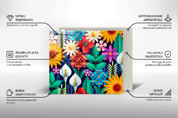 Steklena podloga za rezanje Ilustracija travniškega cvetja