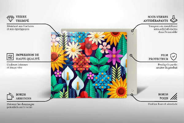 Steklena podloga za rezanje Ilustracija travniškega cvetja