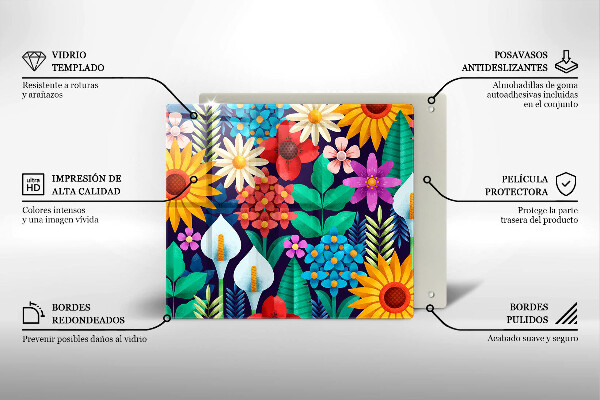 Steklena podloga za rezanje Ilustracija travniškega cvetja