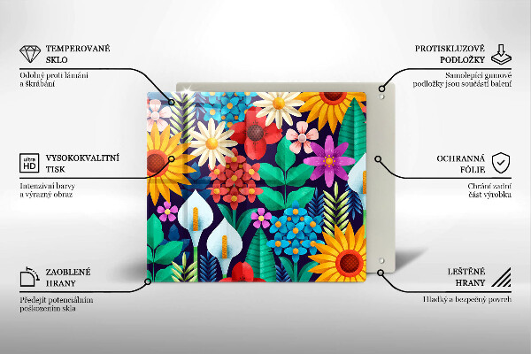 Steklena podloga za rezanje Ilustracija travniškega cvetja