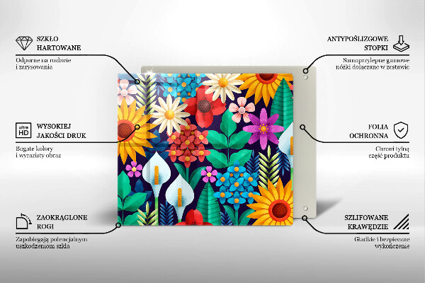 Steklena podloga za rezanje Ilustracija travniškega cvetja