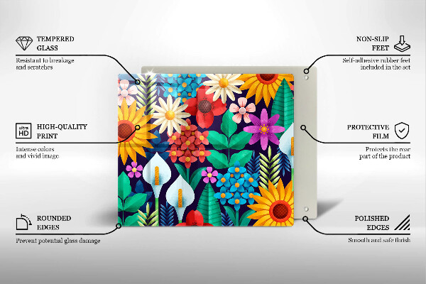 Steklena podloga za rezanje Ilustracija travniškega cvetja