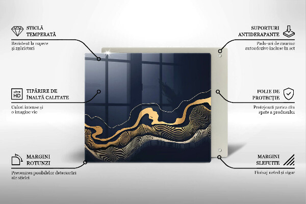 Steklena podloga za rezanje Abstraktne zlate črte