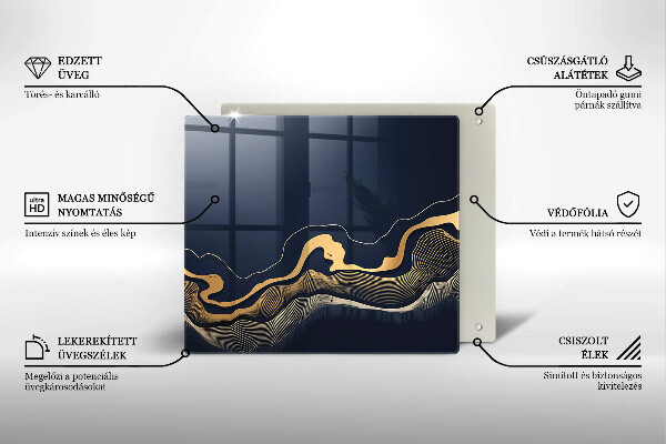 Steklena podloga za rezanje Abstraktne zlate črte