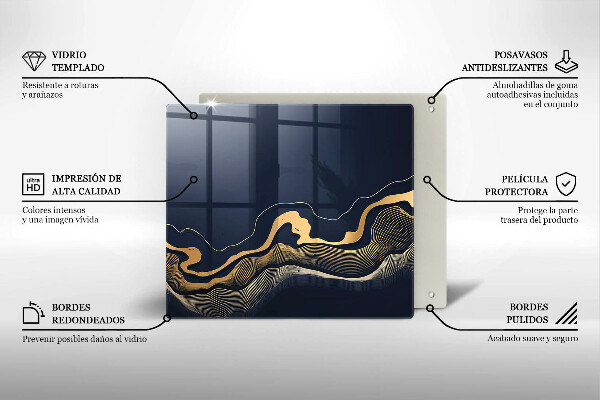 Steklena podloga za rezanje Abstraktne zlate črte