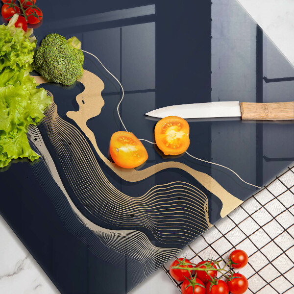 Steklena podloga za rezanje Abstraktne zlate črte