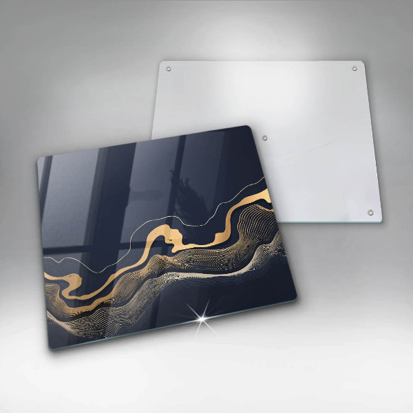 Steklena podloga za rezanje Abstraktne zlate črte