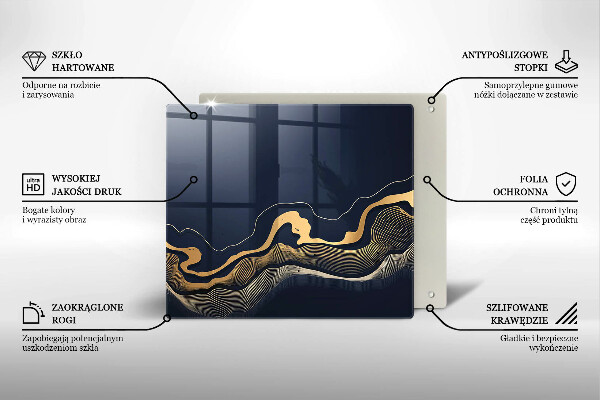 Steklena podloga za rezanje Abstraktne zlate črte