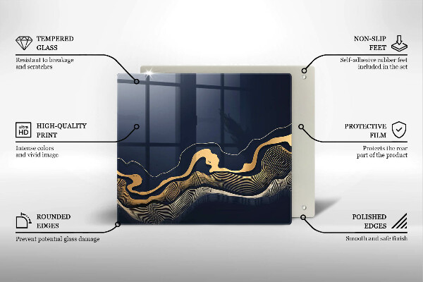 Steklena podloga za rezanje Abstraktne zlate črte