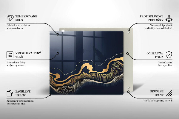 Steklena podloga za rezanje Abstraktne zlate črte