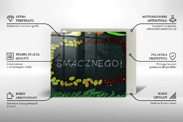 Steklena podloga za rezanje Napis Bon appetit!