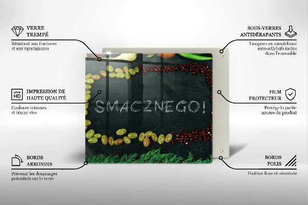 Steklena podloga za rezanje Napis Bon appetit!