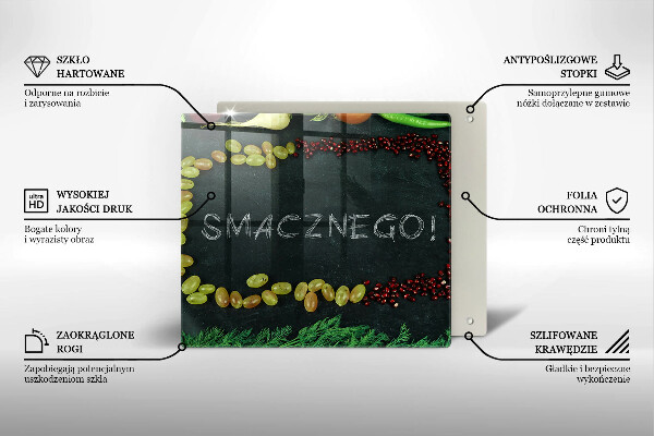 Steklena podloga za rezanje Napis Bon appetit!