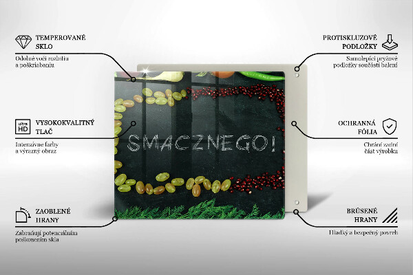 Steklena podloga za rezanje Napis Bon appetit!