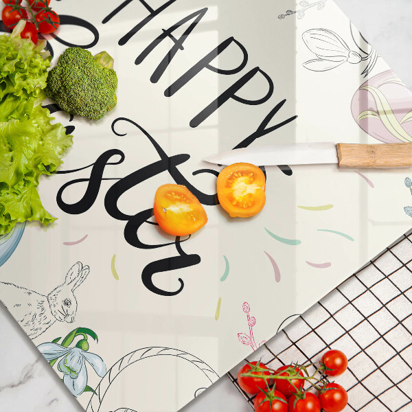 Steklena podloga za rezanje Happy Easter