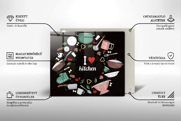 Steklena podloga za rezanje Ilustracija Obožujem kuhinjo