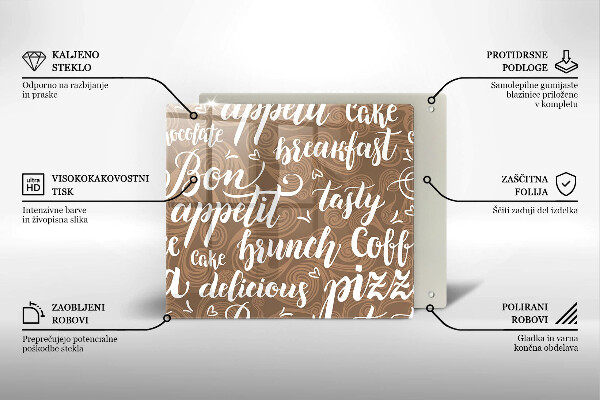 Steklena podloga za rezanje Bon appetit podnapisi