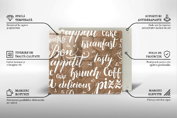 Steklena podloga za rezanje Bon appetit podnapisi