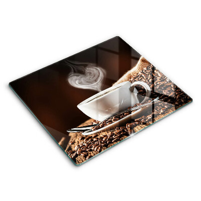 Steklena podloga za rezanje Kava in skodelica