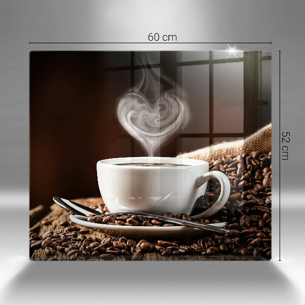 Steklena podloga za rezanje Kava in skodelica