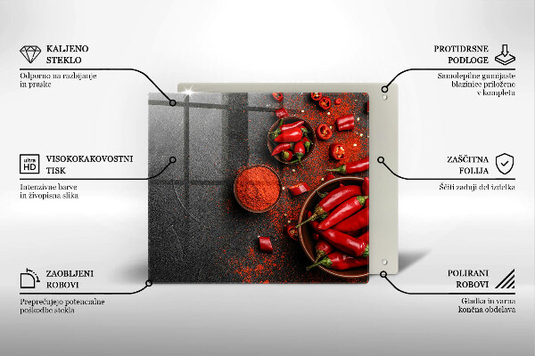 Steklena podloga za rezanje Rdeča čili paprika