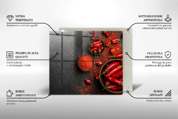 Steklena podloga za rezanje Rdeča čili paprika