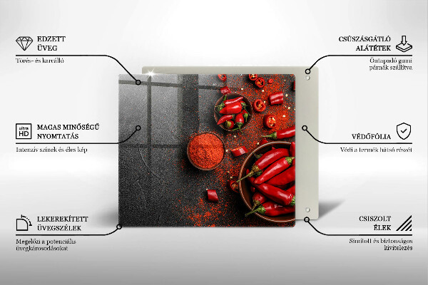 Steklena podloga za rezanje Rdeča čili paprika