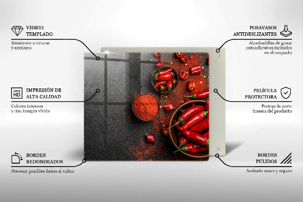 Steklena podloga za rezanje Rdeča čili paprika