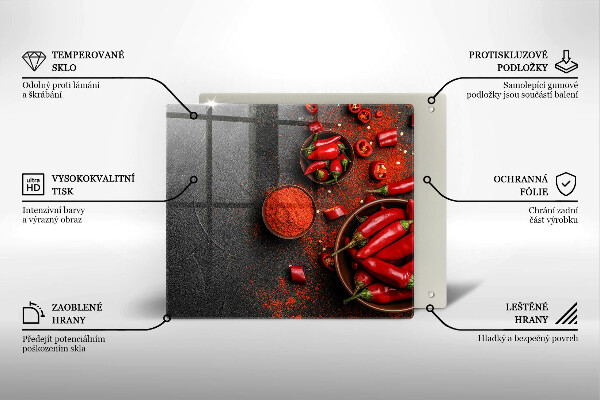 Steklena podloga za rezanje Rdeča čili paprika