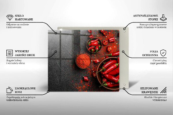 Steklena podloga za rezanje Rdeča čili paprika