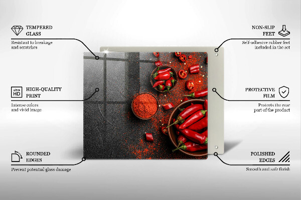 Steklena podloga za rezanje Rdeča čili paprika