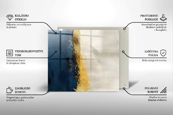 Steklena podloga za rezanje Zlata abstrakcija