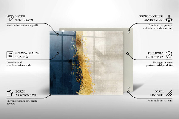 Steklena podloga za rezanje Zlata abstrakcija