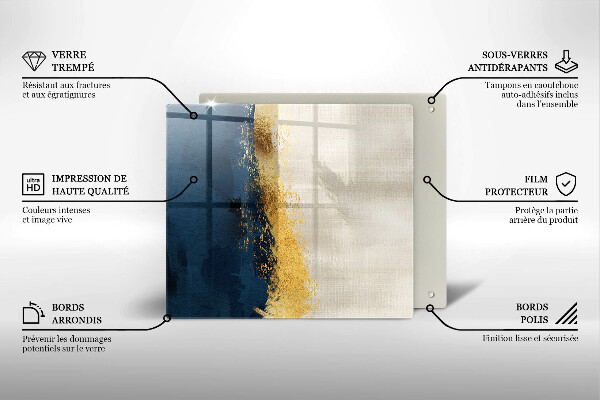 Steklena podloga za rezanje Zlata abstrakcija