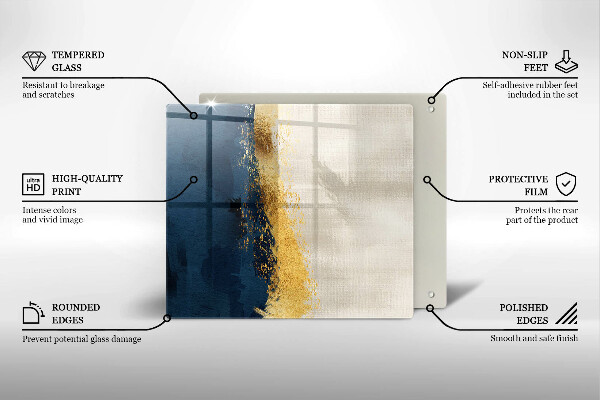 Steklena podloga za rezanje Zlata abstrakcija