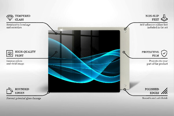 Steklena podloga za rezanje Modra abstrakcija