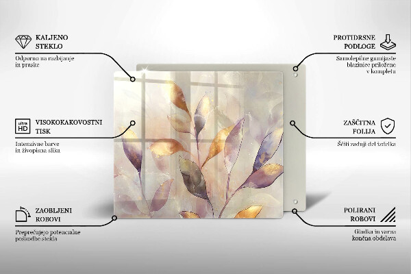 Steklena podloga za rezanje Poslikani boho listi