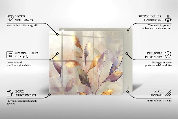 Steklena podloga za rezanje Poslikani boho listi