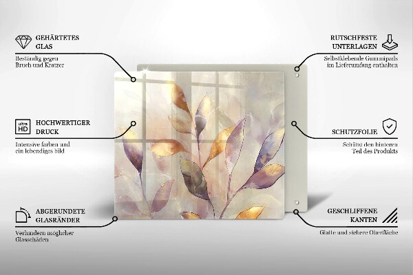 Steklena podloga za rezanje Poslikani boho listi