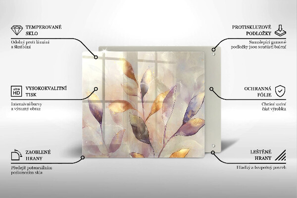 Steklena podloga za rezanje Poslikani boho listi