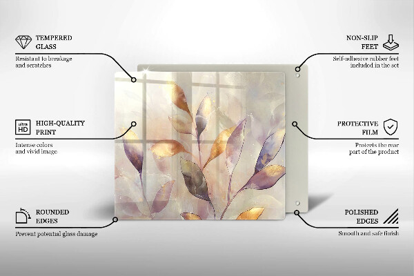 Steklena podloga za rezanje Poslikani boho listi