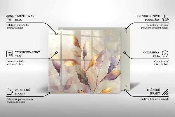 Steklena podloga za rezanje Poslikani boho listi