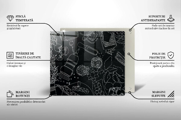 Steklena podloga za rezanje Kuhinjski dodatki