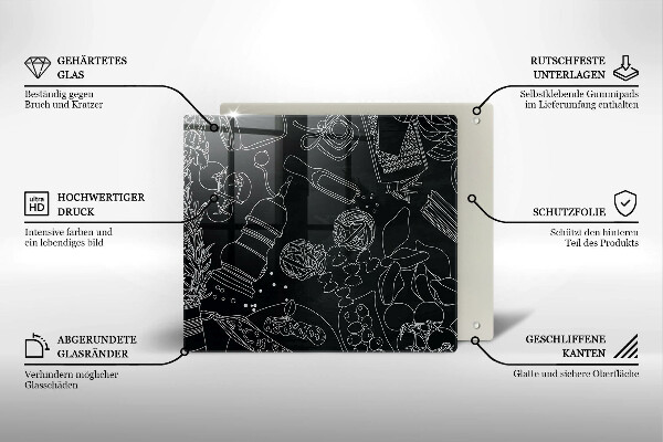 Steklena podloga za rezanje Kuhinjski dodatki