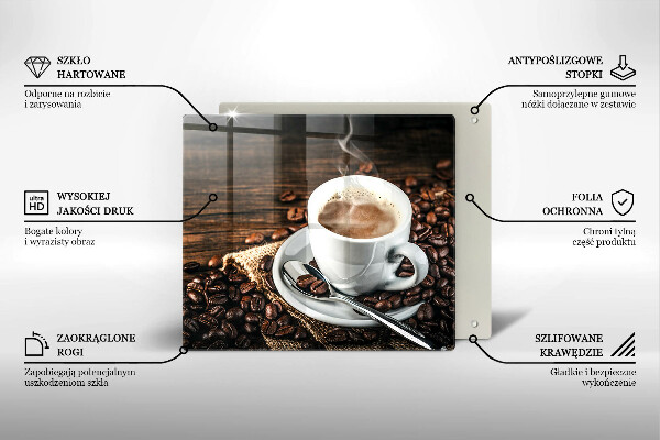 Steklena podloga za rezanje Skodelica in kavna zrna