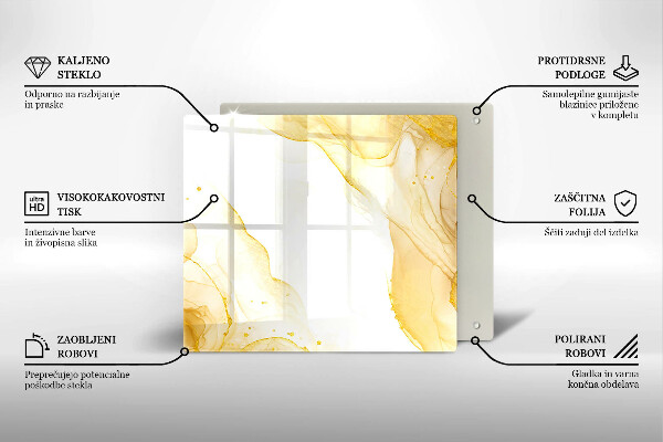 Steklena podloga za rezanje Zlata abstrakcija