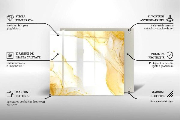 Steklena podloga za rezanje Zlata abstrakcija