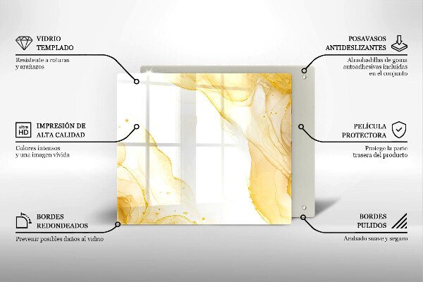 Steklena podloga za rezanje Zlata abstrakcija