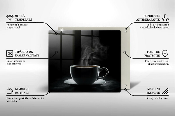 Steklena podloga za rezanje Vroča skodelica kave