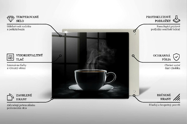 Steklena podloga za rezanje Vroča skodelica kave